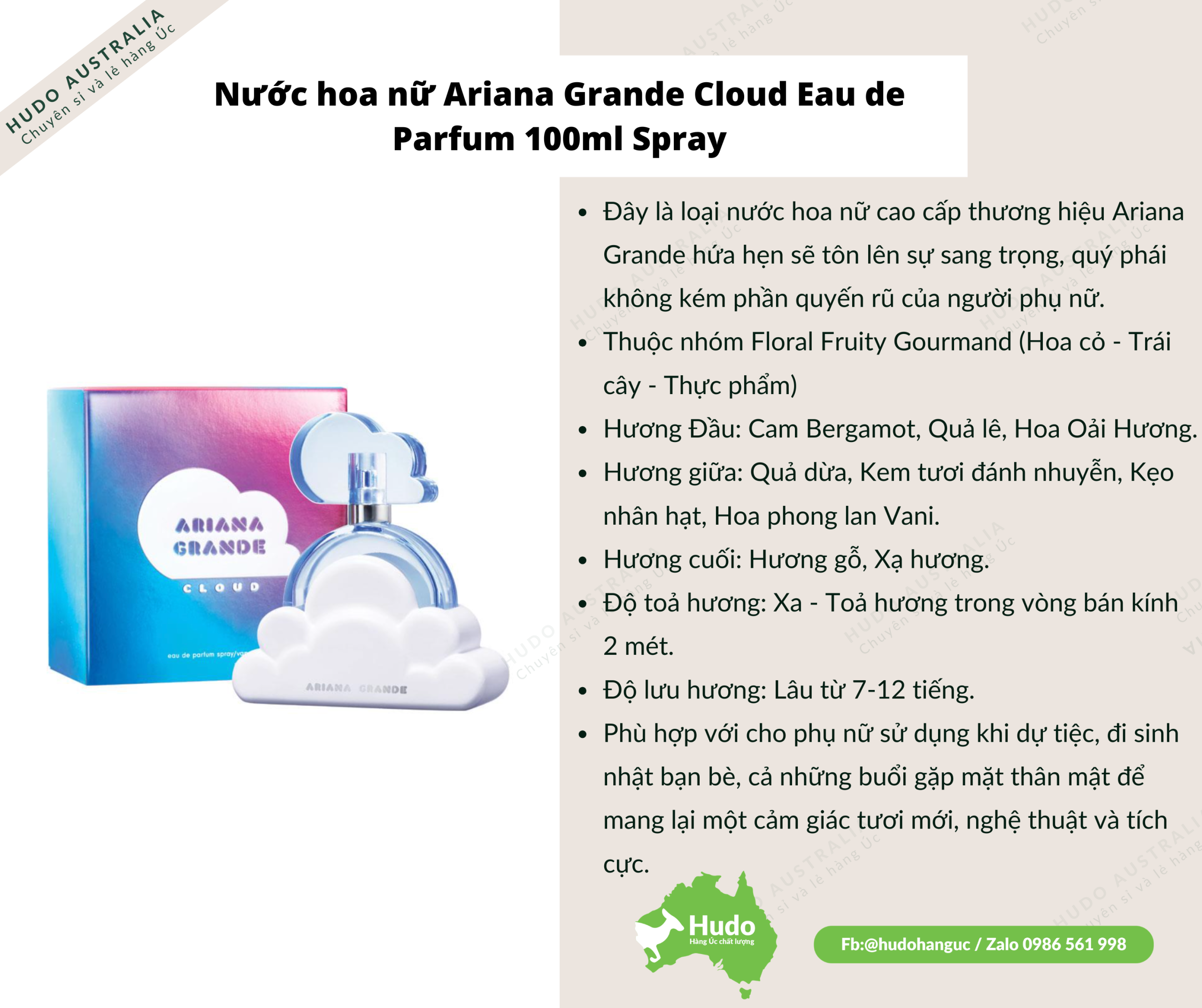 Nước hoa nữ Ariana Grande Cloud Eau de Parfum 100ml Spray